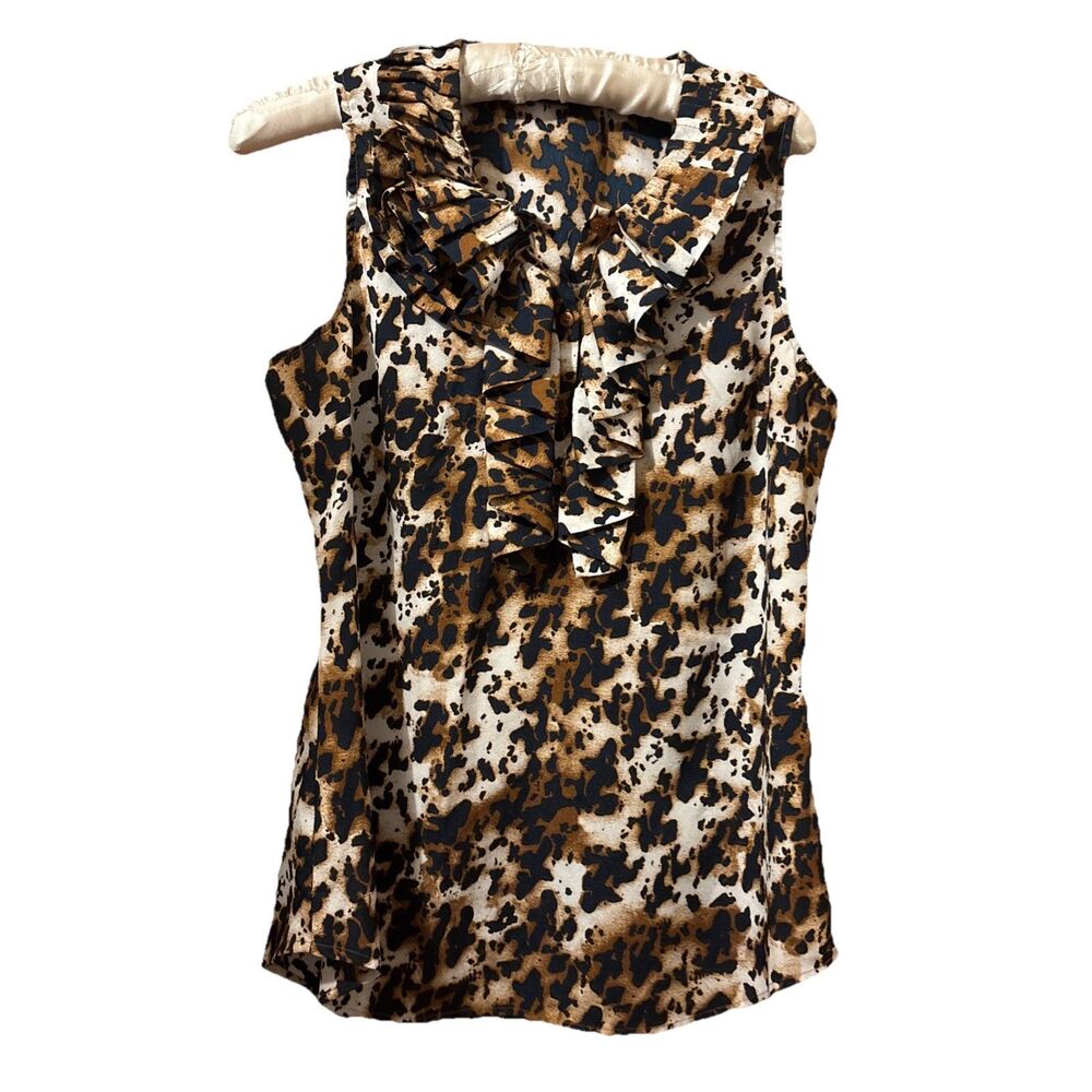 New York & Company Womens Sleeveless Animal Print Top Blouse Shirt Size M